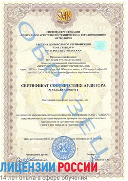 Образец сертификата соответствия аудитора №ST.RU.EXP.00006191-1 Терней Сертификат ISO 50001